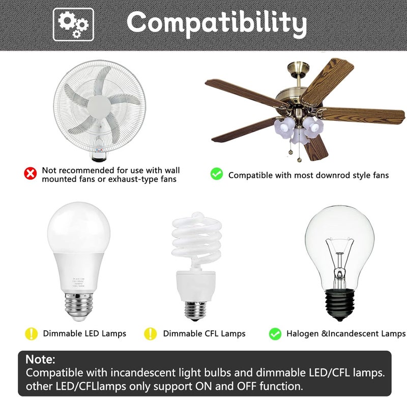 FEKOTS Universal Ceiling Fan Remote Control and Receiver Kit for Hampton Bay,Harbor Breeze,Hunter Ceiling Fan Replacment 99392 99770 99813 99772 99122 99123 99600, 3-Speed Control with Dimmer - Image 4